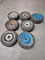 7 Drift Velgen 14 inch 4x100 ET35 Michelin Slicks, Ophalen of Verzenden, Gebruikt