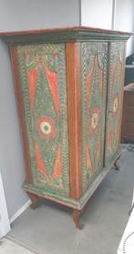 Indonesische teakkast, met houtsnijwerk en handbeschilderd,, Antiek en Kunst, Ophalen