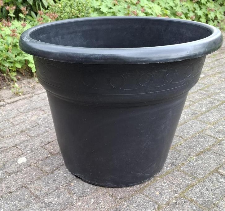 Zwarte bloemenbak hoog 36 cm, Tuin en Terras, Bloembakken en Plantenbakken, Zo goed als nieuw, Kunststof, Balkon, Tuin, Minder dan 30 cm