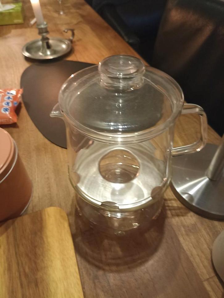 Thee Pot van D. E . met Warmhoudplaat & Keukenrolhouder RVS, Huis en Inrichting, Keuken | Keukenbenodigdheden, Ophalen of Verzenden