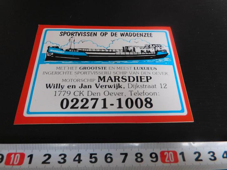 sticker hengelsport ms marsdiep den oever w & j verwijk, Verzamelen, Stickers, Zo goed als nieuw, Ophalen