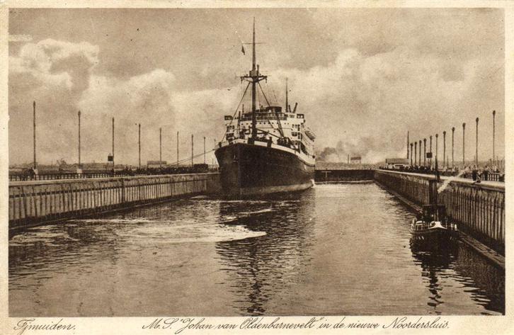 IJmuiden. - M.S. Johan van Oldenbarnevelt in de nieuwe Noord, Verzamelen, Ansichtkaarten | Nederland, Ongelopen, Noord-Holland