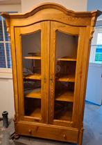 OUDE GRENEN VITRINEKAST, Huis en Inrichting, Kasten | Vitrinekasten, Ophalen, 100 tot 150 cm, Zo goed als nieuw, 150 tot 200 cm