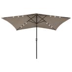 VidaXL Parasol met LED’s – 2x3 m – Taupe – Nieuw in doos, Tuin en Terras, Parasols, Nieuw, Stokparasol, Kantelbaar, 2 tot 3 meter