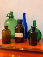 Gekleurd glas | apothekers pot | groen bruin blauw glas, Antiek en Kunst, Ophalen of Verzenden