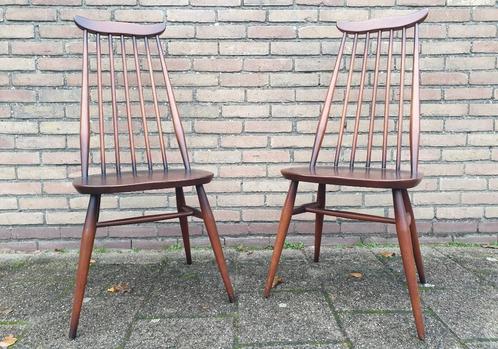 2 Originele Ercol "Snorren" stoelen, jaren 60 Vintage, Huis en Inrichting, Stoelen, Gebruikt, Twee, Hout, Bruin, Ophalen of Verzenden