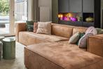 WOOOD Bean bank met chaise longue rechts leer cognac, Huis en Inrichting, Banken | Sofa's en Chaises Longues, Ophalen, Leer, Zo goed als nieuw
