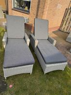 Verstelbare antraciet ligbedden met wasbare kussenhoes., Tuin en Terras, Ophalen, Zo goed als nieuw, Wicker, Verstelbaar