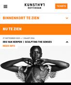 Ticket Iris van Herpen Kunsthal Rotterdam 22 febuari, Tickets en Kaartjes, Eén persoon, Ticket of Toegangskaart