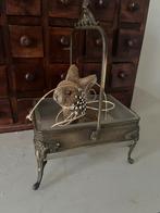 Antiek Messing Serveerschaaltje met Glazen Bakje, Ophalen of Verzenden