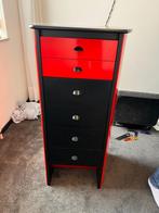 Kast met lades - Rood & Zwart, Ophalen, Gebruikt, Met lade(s), 25 tot 50 cm