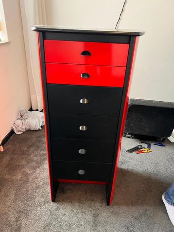 Kast met lades - Rood & Zwart beschikbaar voor biedingen