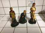 3 handgeschilderde gipsen beeldjes herders uit kerststal, Ophalen of Verzenden, Zo goed als nieuw