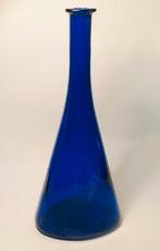 Vintage kobaltblauwe glazen fles, vaas, Ophalen of Verzenden