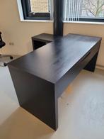 Zwart Malm bureau met uitrekbaar blad, Huis en Inrichting, Bureaus, Ophalen, Gebruikt