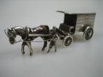 Zilver Hollands miniatuurtje Paard en wagen met begeleider u, Verzenden, Zilver