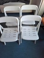 4 stevige witte klapstoelen  ., Ophalen, Zo goed als nieuw, Kunststof