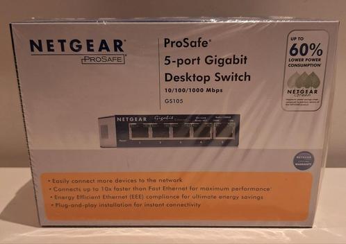 Netgear Switch - GS105 - Desktop - 5 Gigabit Ether, Computers en Software, Netwerk switches, Nieuw, Ophalen of Verzenden