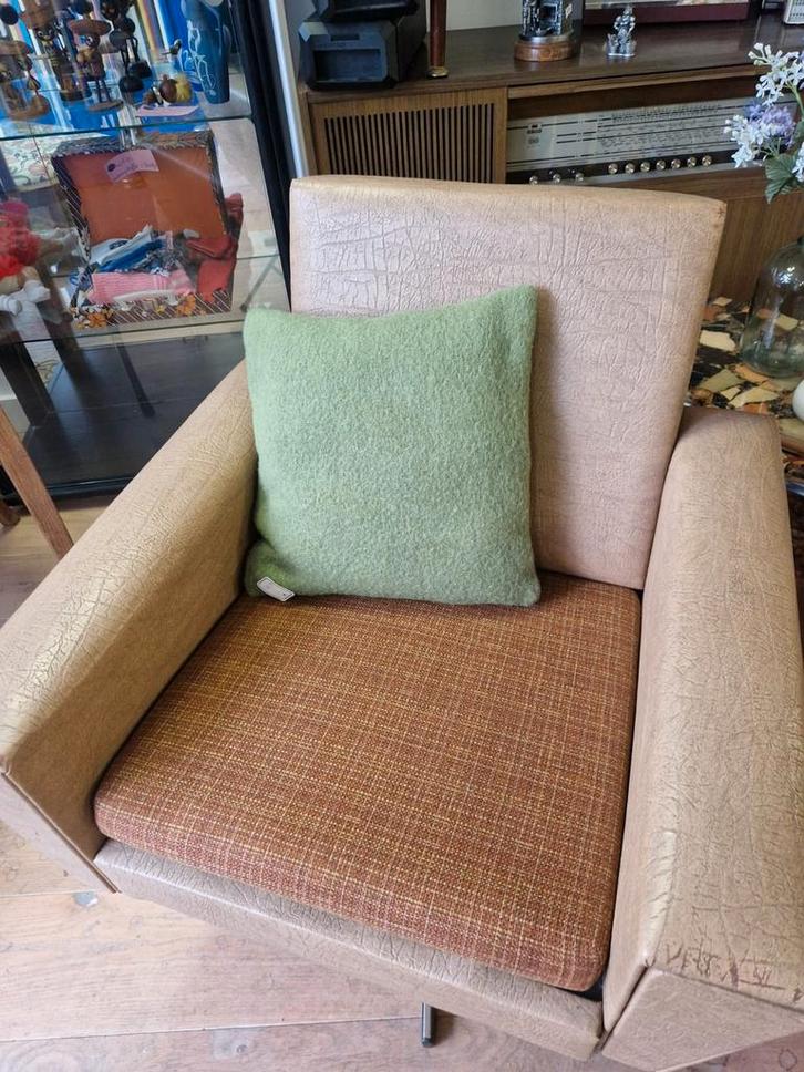 Vintage Fifties Bankstel, Huis en Inrichting, Fauteuils, Gebruikt, Stof, 125 cm of meer, 75 tot 100 cm, Ophalen