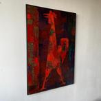 OPRUIMING Wolfgang Reuther haan  prent op hout jaren 60 70, 1960 tot 1980, Gebruikt, Ophalen of Verzenden, Dier