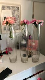 3 prachtige vazen inc bloemen, Overige kleuren, Ophalen of Verzenden, Minder dan 50 cm, Glas