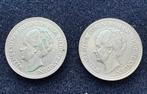 2x Zilveren halve guldens 1929 Wilhelmina, ½ gulden, Setje, Zilver, Ophalen of Verzenden