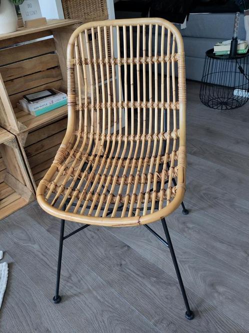 Rotan stoel eetkamer Justin Leen Bakker, Huis en Inrichting, Stoelen, Zo goed als nieuw, Eén, Metaal, Riet of Rotan, Bruin, Ophalen