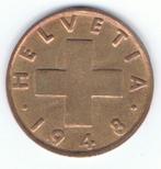 22-2324 Zwitserland 2 rappen 1948, Postzegels en Munten, Munten | Europa | Niet-Euromunten, Losse munt, Overige landen, Verzenden