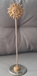 Koperen zonnetje op paal.De hoogte is 25cm.Doorsnee voet 6,5, Ophalen of Verzenden, Koper