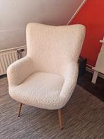 Stijlvolle 'Teddy'-stoel met poef, wit/crème, Huis en Inrichting, Stoelen, Ophalen, Wit, Stof, Eén