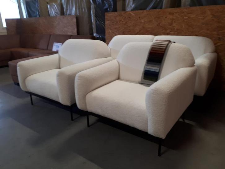 trendy retro bankstel model Molly in fluffy stof Baloo, Huis en Inrichting, Banken | Bankstellen, Nieuw, Rechte bank, Vierpersoons of meer