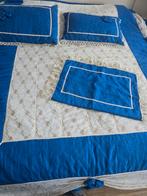 Blauw/Witte Bed laken en kussens, Gebruikt, Eenpersoons, Blauw, Ophalen of Verzenden