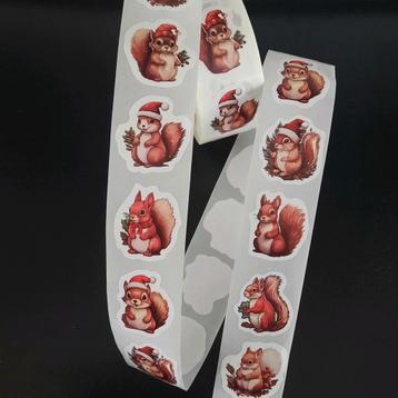Sluitstickers kerst stickers eekhoorn kerstmuts herfst dier beschikbaar voor biedingen