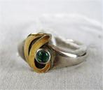Prachtige ring met groene Chroomdiopsiet en goud (5960-1093), Ophalen, Zo goed als nieuw, 17 tot 18, Dame