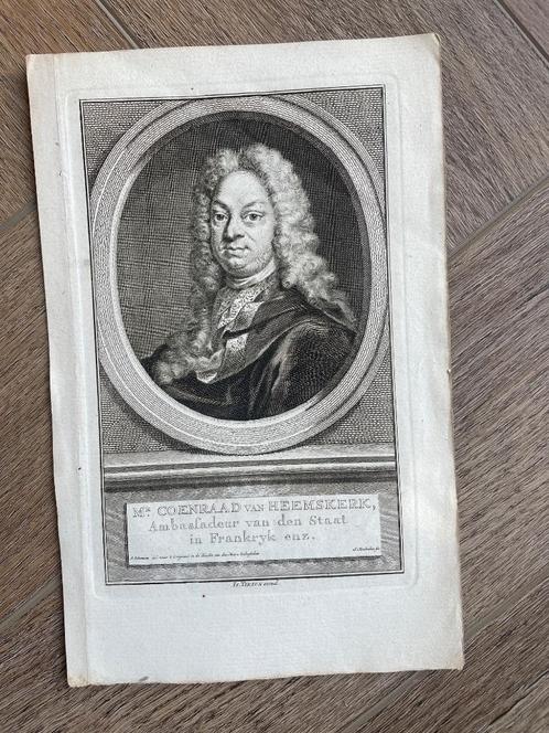 270 jaar oud Mr Coenraad van Heemskerk (tirion / Houbraken), Antiek en Kunst, Kunst | Etsen en Gravures, Ophalen of Verzenden