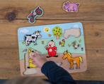 Bumba houten puzzel met nopjes dieren/boerderij - 7 stukken, Ophalen of Verzenden, Zo goed als nieuw