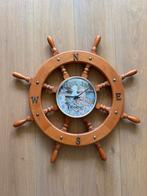 Maritiem houten stuurwiel met klok.59 cm., Ophalen of Verzenden, Nieuw, Klok