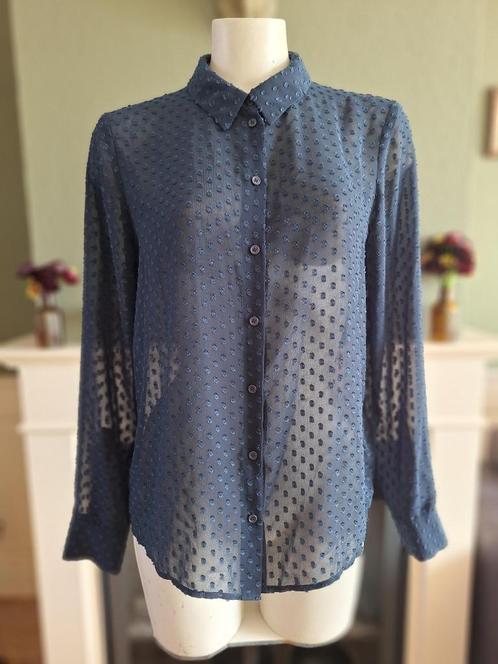 Samsoe Samsoe blauwe transparante blouse M 38 gratis verz, Kleding | Dames, Blouses en Tunieken, Zo goed als nieuw, Maat 38/40 (M)
