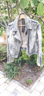 Patrizia Pepe leren jas met studs, bikerjack, Ophalen, Gedragen, Maat 38/40 (M), Grijs