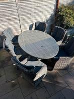 Tuinset met 6 stoelen - Wicker, Tuin en Terras, Tuinsets en Loungesets, Ophalen, Gebruikt, Eettafel, 6 zitplaatsen