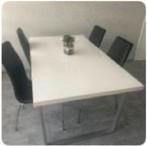 4 zwarte lederlook stoelen, Huis en Inrichting, Stoelen, Ophalen of Verzenden, Zo goed als nieuw, Zwart, Vier