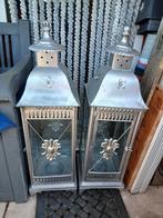 Grote metalen windlicht lantaarn., Huis en Inrichting, Woonaccessoires | Kandelaars en Kaarsen, Ophalen, 75 cm of meer