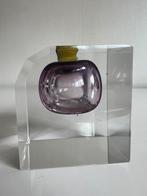 Vintage Czech Artglass Blokvaas Purple Lime Milan Krajíček, Ophalen of Verzenden