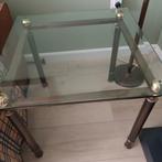 Glazen Tafel met Stalen Poten - 63x63cm, Huis en Inrichting, Ophalen