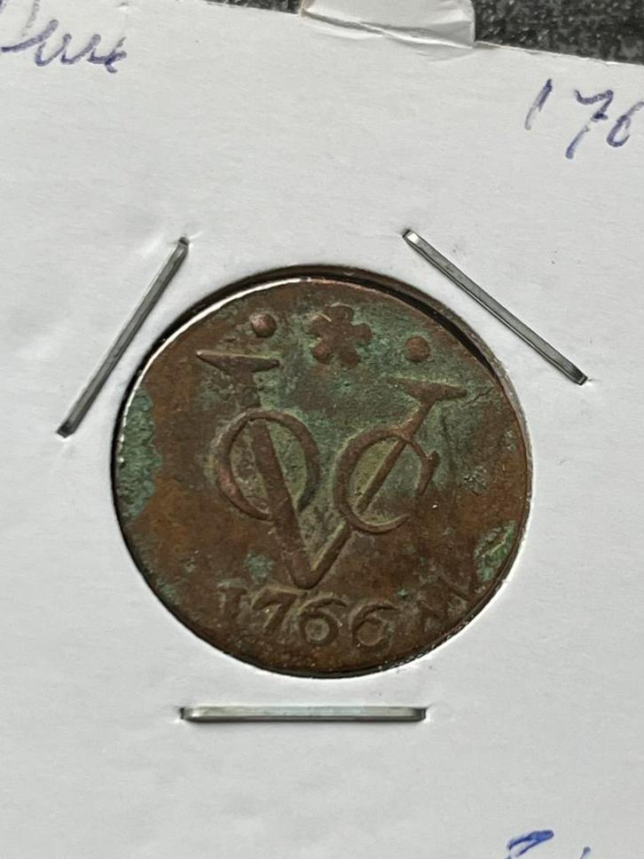 Hollandse VOC duit 1766, Postzegels en Munten, Munten | Nederland, Losse munt, Overige waardes, Vóór koninkrijk, Ophalen of Verzenden