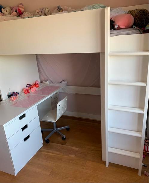 Ikea hoogstaper Stuva wit zwarte krijtdeuren lades matras, Kinderen en Baby's, Kinderkamer | Stapelbedden en Hoogslapers, Zo goed als nieuw
