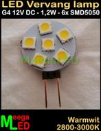 LED G4 ledspot ledlamp rond 6 SMD5050 - 12Vdc - 1,2 Watt, Led-lamp, Minder dan 30 watt, Nieuw, Bipin of Steekvoet