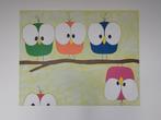 Schilderij uilen  - 82x102 cm, Antiek en Kunst, Ophalen