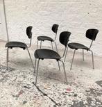Set vsn 4 vintage stoelen, Ophalen, Zo goed als nieuw, Zwart, Metaal