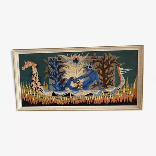 1970’s wandtapijt kunstwerk “La Barque De L’Ondine”, Antiek en Kunst, Kunst | Overige Kunst, Ophalen
